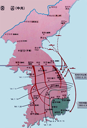 제 1 단계 : 북한군 남침 현황 지도